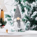 Gnomo di Natale senza volto con cappello grigio lavorato a maglia e paillettes - Ciondolo Vecchio Senza Gambe / Grigio