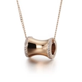 Rose gold cylinder pendant necklace with pave crystal edges and sleek waist design - Rose Gold (KN111217-GC)
