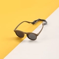 Brown silicone round polarising baby sunglasses with adjustable elastic head strap - Mocha (Free Anti-drop Strap)