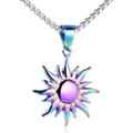 Collana con ciondolo a sole in acciaio inossidabile arcobaleno e catena box - Ciondolo Solo (Multicolore) / Multicolore (Senza Catena)