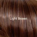 Long straight hair wig with air bangs in light brown color for a natural smooth look - Tan