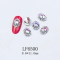 Retro silver nail charms with colorful gemstones and pearl accents, size 8.6x11.6mm - AB Iridescent Gemstone Alloy Charm (6500)