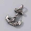Ciondolo ancora retrò in argento antico con dettagli corda in robusto acciaio al titanio - Stile Ancora Vintage (KP120071-MZOZ) / Solo ciondolo