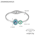Bracciale rigido aperto in acciaio al titanio argento con dettagli occhio greco - Z068-Argento-Occhio Del Male
