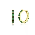Eleganti orecchini a cerchio in argento S925 dorato con zirconi verdi rettangolari - Zircone Verde