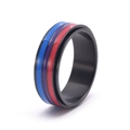 Anello rotante da uomo in acciaio inossidabile nero opaco con strisce colorate - US 6 / Nero