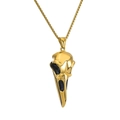 Punk stijl titanium stalen kraaienschedel hanger met gouden boxketting voor heren - Alleen hanger / Goud