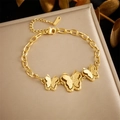 Bracciale a catena con farfalla in acciaio inossidabile placcato oro lucido - Stile farfalla cava dorata (B1287)