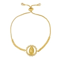 Gold Virgin Mary charm bracelet with sparkling zircon halo and adjustable box chain - Our Lady of Guadalupe-B