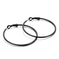 Pendientes de aro minimalistas de acero inoxidable negro mate con cierre de aguja - Estilo de Aro Grande / Negro
