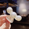 Elegante pinza per capelli trasparente con tre grandi perle bianche lucide da donna - Modello 4 - Molletta per capelli con perle mini
