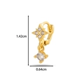 Detail showing dimensions of 1.42cm gold hoop earring with star and zircon pendant - Star Drop Design (8#) / Gold Yellow