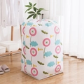 Waterproof PEVA cylinder quilt storage bag with floral pattern and drawstring closure - Small (70*32cm) / Clouds & Sunflowers