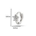 Detailed size specifications for micro-set zircon flower cartilage earrings in silver - Floral Style (1#) / Silver