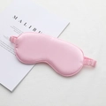 Pink faux silk blackout sleep mask with soft elastic strap for travel and home use - Pink
