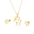 Conjunto de joyas de acero inoxidable dorado con collar y pendientes de diseño perro calado - Dorado (KS132925-K)