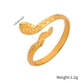 Snake wrap ring in gold finish with scale texture and adjustable open band, 1.2g - US 7 / Y125-Gold Ring