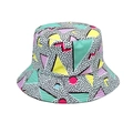 Retro geometric Memphis print bucket hat with colorful triangles and dotted patterns - M (56-58cm) / Memphis Floral Geometric Style (1#)