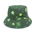 Green St. Patrick's Day bucket hat featuring an all-over white and plaid clover print - M (56-58cm) / Green with Mixed Style Shamrock(5#)