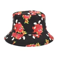 Dettaglio cappello da sole in cotone con vivaci motivi a cartoni di dragon fruit - M(56-58cm) / Stampa Frutto del Dragone Nera