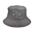 Close-up of vintage dark grey washed denim bucket hat with detailed stitching and texture - M (56-58cm) / Black