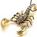 Retro mens exaggerated golden scorpion pendant necklace with 3D metallic texture on white - Gold