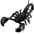 Punk black scorpion pendant necklace with detailed metal engraving and adjustable cord - Black