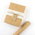 Brown kraft wrapping paper roll with black polka dots and a decorated gift box - Black Small Stars