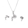 Conjunto de joyas de acero inoxidable plateado con collar y pendientes de flamenco - Color Acero (KS132942-K)