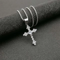 Collana con ciondolo a croce in argento e zirconi incastonati con catena veneziana - Solo ciondolo d'argento