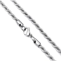 Collana a catena a fune in acciaio inossidabile argento con chiusura a moschettone - Catena Argento 3mm*61cm