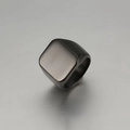 Minimalist matte gunmetal square signet ring for men made of durable titanium steel - Black