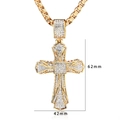 Pendentif croix en acier inoxydable doré serti de cristaux brillants, 62mm sur 42mm - Or (Sans Chaîne)
