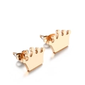 Fashionable crown earrings for women in polished 18K gold finish with classic butterfly backs - Rose Gold (KE89958-K)