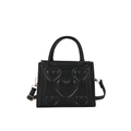 Sac à main chic en similicuir noir avec gaufrage en forme de cœur et détails dorés - Noir