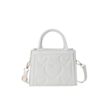 Sac bandoulière blanc en similicuir avec motifs cœurs gaufrés et bandoulière amovible - Blanc