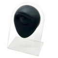 Black silicone eye model on acrylic stand for professional piercing practice and display - Black (Eyebrow/Eye) With Stand