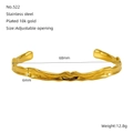 Brazalete ajustable de acero inoxidable bañado en oro 18k con textura martillada - Oro de 18K / Dorado