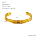Brazalete ajustable de acero inoxidable chapado en oro 18k con diseño de lava - Textura de Lava Ancha (527) / Dorado