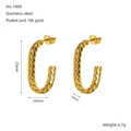 18K goud PVD vergulde roestvrijstalen C-vormige gedraaide oorbellen 25x16x5mm - C-Vorm Gevlochten Stijl (1488) / Goud
