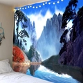 Tenture murale paysage de montagne et lac avec guirlande lumineuse de chambre - Paysage de Montagne 2