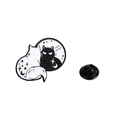 Enamel pin featuring a white cat looking into a mirror with a black cat reflection - White Cat Mirroring Black Cat Style (CZ0613-3)