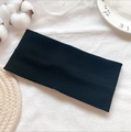 Elastic wide black ribbed knit headband for women ideal for yoga sports and daily wear - Black