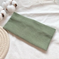 Breathable ribbed knitted headband for sports and daily wear in fresh bean green color - Matcha Green