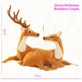 Figurines de couple de rennes de Noël marron, 26cm de haut pour décor de fête - Couple de Cerfs (Prix pour la paire)