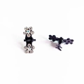 Lot de deux pinces à cheveux en métal noir avec motif floral étincelant en strass de prune - Blanc