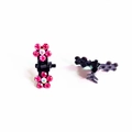 Mini pinces à cheveux en métal noir avec fleurs de prunier en strass roses et clairs - Rose Bonbon