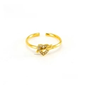 Detailed view of adjustable 18k gold plated stainless steel heart ring with crystals - Heart with Arrow Style (ZX727)