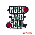 Rock and Roll punk embroidery patch with red roses for DIY jackets, size 7x7.3cm - Rock And Roll Rose (PE6806CT)