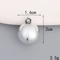 Detailed view of a 1.6cm x 2cm silver metal ball pendant showing precise dimensions and weight - 16mm*20mm Round Bead / Silver